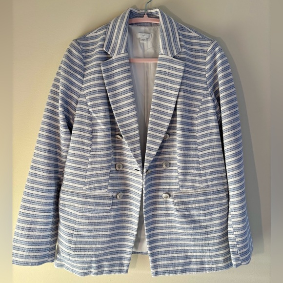 J.Jill Blue & White Striped Spectator Blazer Size XS - Picture 3 of 9